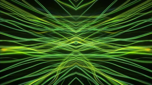 Crossing green magnetic field lines in endless flow, physics themed seamless vj loop for science and energy visuals