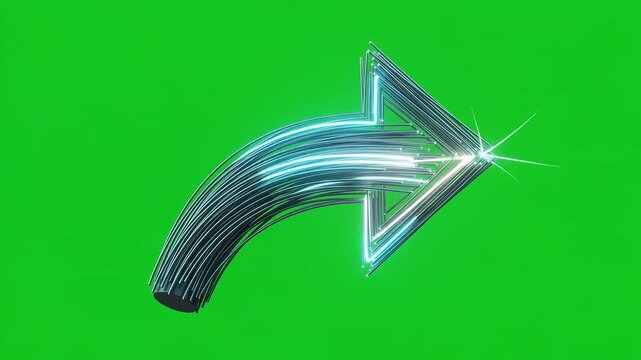 Fiber optic share arrow icon looping on chroma key green screen