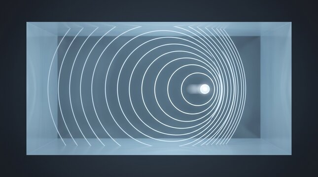 Scientific doppler wave pattern visualization with light source in studio setting