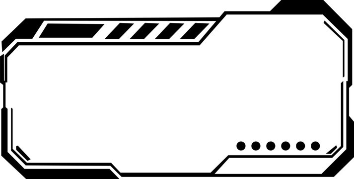 Futuristic UI interface element, sci-fi digital technology horizontal frame mockup, cyberpunk game dashboard panel, modern wireframe tech border template layout.