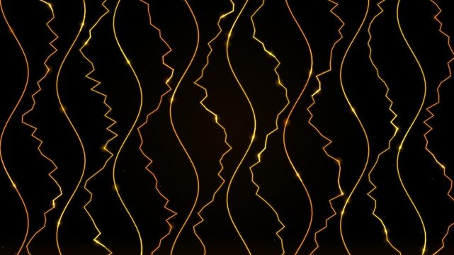 Glowing wavy lines and sparkles on a dark background for a looping visual effect