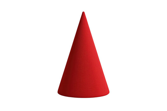 Simple red pointed cone decoration with flat circular base