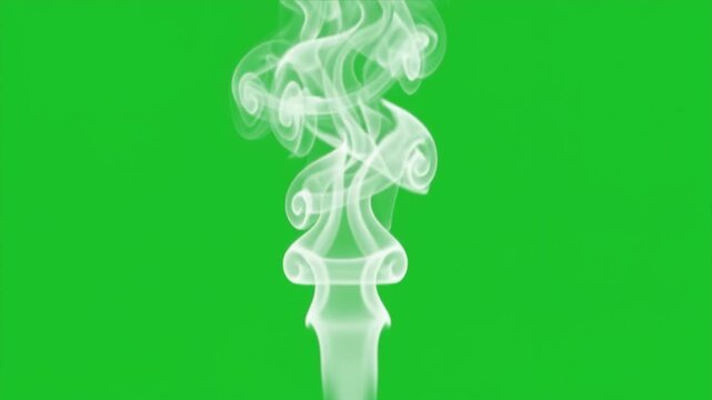 White smoke plume rising steadily on chroma key green screen