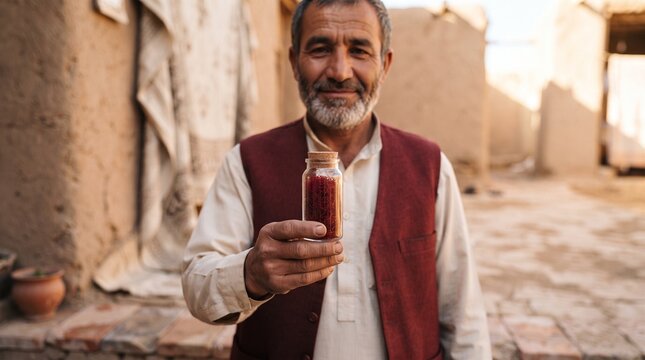 Afghan grower presents finished saffron for gourmet trade