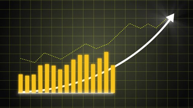 Business Growth Fluctuating Graph Chart Showing Sales, Revenue and Profit Increase and Decrease, Financial Data and Corporate Business Animation...