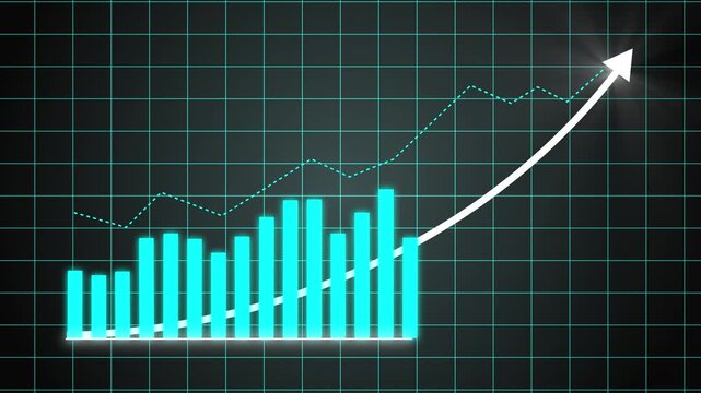 Business Growth Fluctuating Graph Chart Showing Sales, Revenue and Profit Increase and Decrease, Financial Data and Corporate Business Animation...