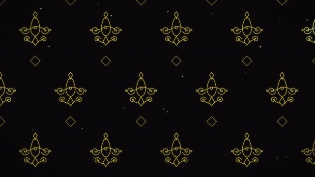 Golden Damask Pattern Halloween Background on Black
