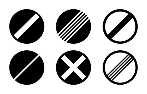 Road sign silhouettes set with speed limit end, no entry and other traffic restriction symbols for signage