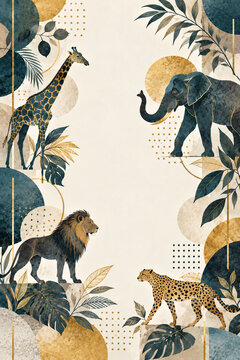 seamless pattern with wild animals