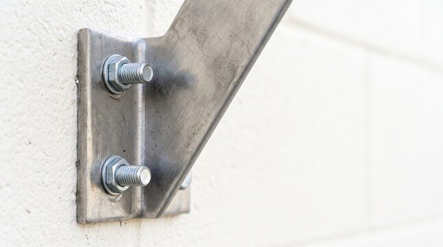 Wall hold mounting bracket closeup showing industrial hardware. Wall hold mounting bracket provides strong support through steel construction.