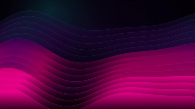 Neon blue and pink glowing line waves on dark background