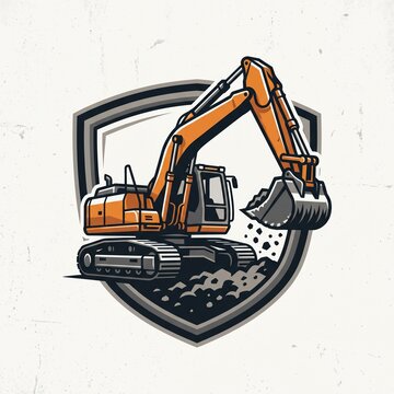 Excavator logo template. Heavy equipment logo vector for construction company. Creative excavator illustration for logo template.