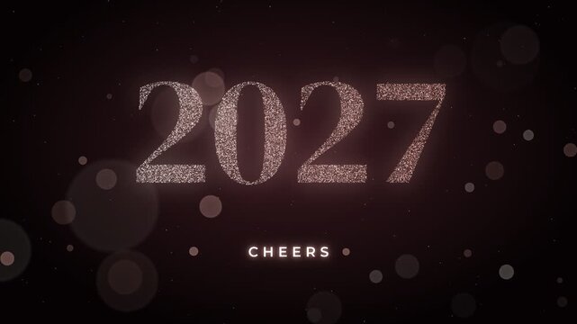 Elegant 2027 New Year Celebration with Glittering Numbers and Bokeh Lights