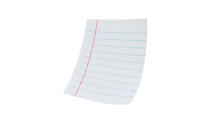 A Blank Sheet of Lined Notebook Paper Floating Against a Minimalist White Background for Note Taking or Academic Writing Projects © Graphics River