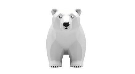 Geometric 3D render of a majestic white polar bear, standing tall against a pure white background, showcasing arctic wildlife © Graphics River