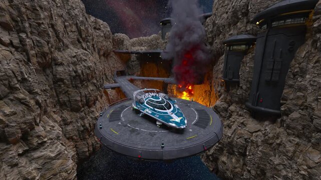 宇宙船駐機場　3DCGレンダリング