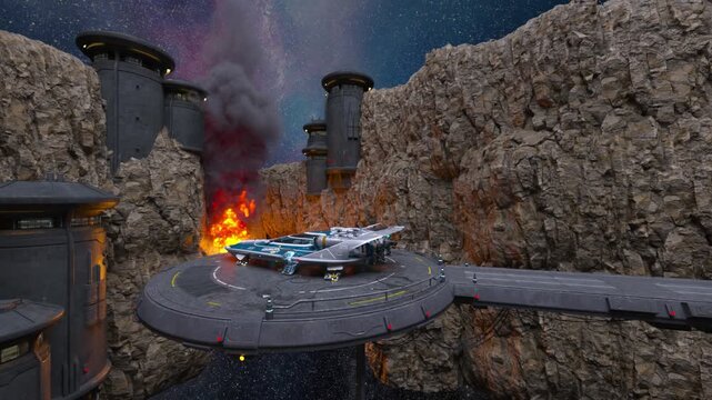 宇宙船駐機場　3DCGレンダリング