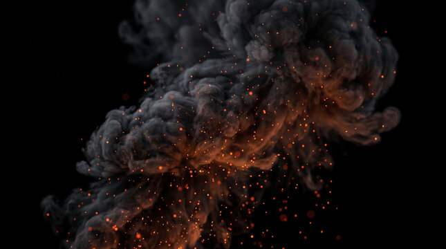 lava flow with smoke