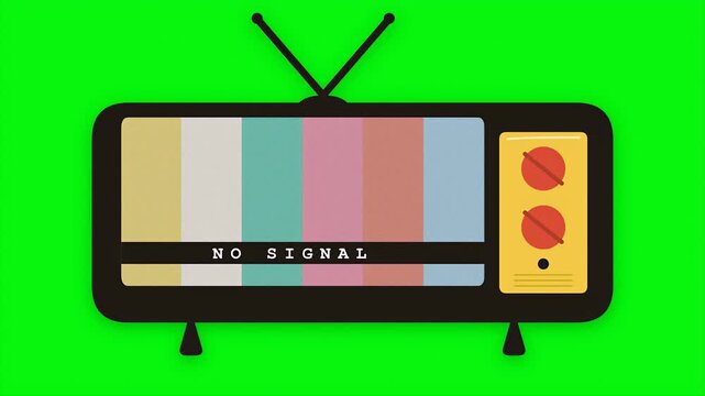 Green Screen TV Static Animation with Color Test Pattern and Analog Noise