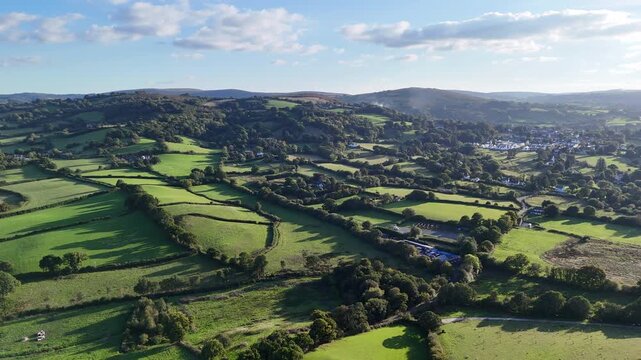 Chagford Valley Patchwork Fields Aerial