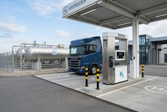 Modern Hydrogen Fueling Station for Heavy Duty Trucks.