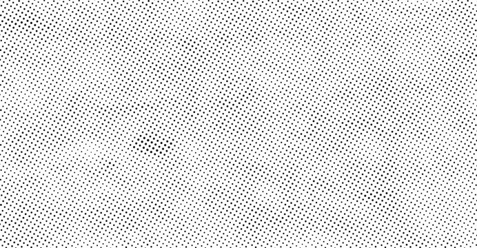 Black and white halftone dot pattern texture, monochromatic background, with varying dot, density and irregular, stippled effect