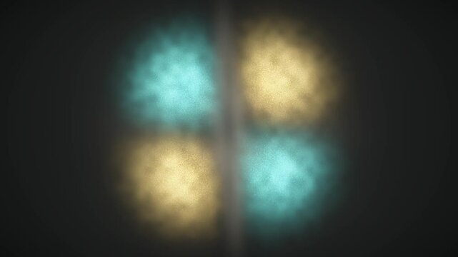 Quantum atomic orbital wave function probability cloud morphing seamless loop in bright gold tones