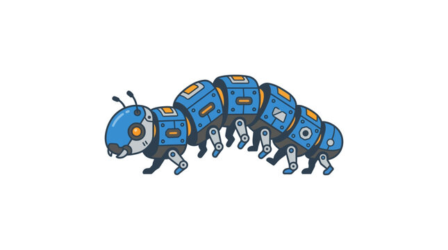 Futuristic robotic caterpillar character design.