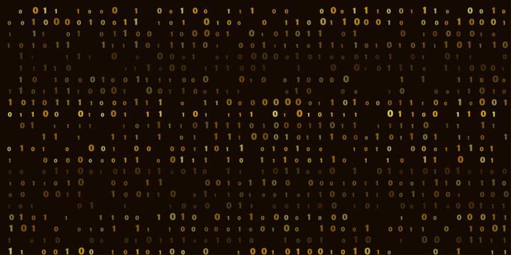 Abstract digital background, featuring a dense, matrix of golden, binary code with, zero and one, digits arranged in, a repeating pattern, creating a technological, texture for data concepts