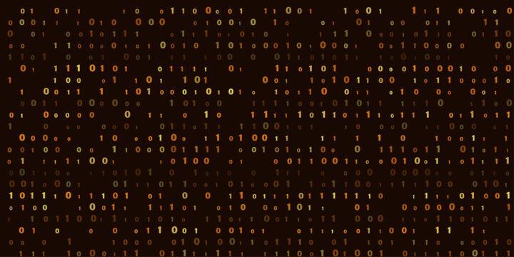 Dark orange digital background, featuring a dense, matrix of binary, code, with glowing, numbers representing data, streams and information, flow for technology, computing and cyber, security themes