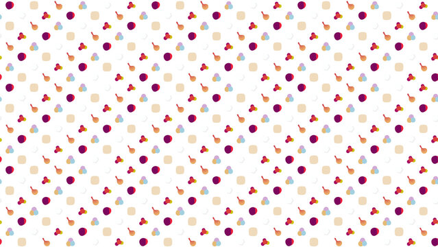 Seamless pattern of abstract shapes and dots