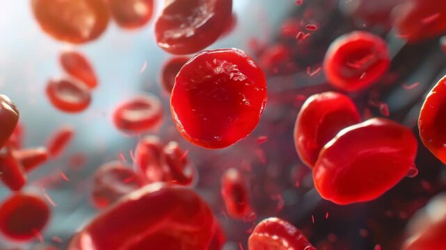 3D Rendering of Red Blood Cells Flowing in a Blood Vessel