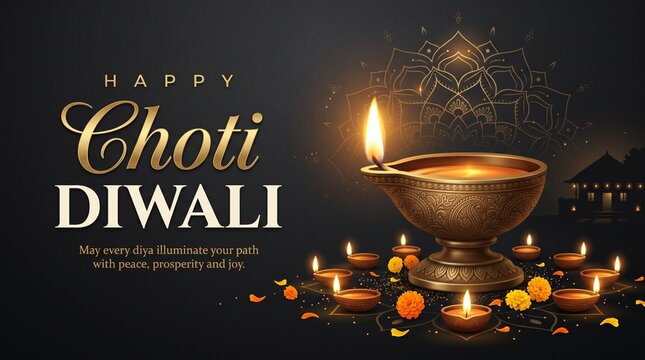 Elegant Choti Diwali Celebration Design With Glowing Diyas