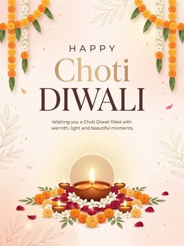 Elegant Choti Diwali Poster With Floral Rangoli Design