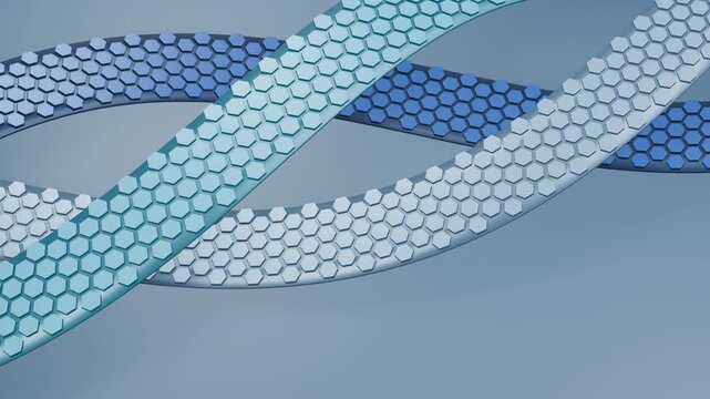 Cobalt and Cyan Hexagon Ribbons in a Diagonal Three Dimensional Weave