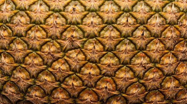 Detailed Close Up Texture Of Pineapple Rind Background