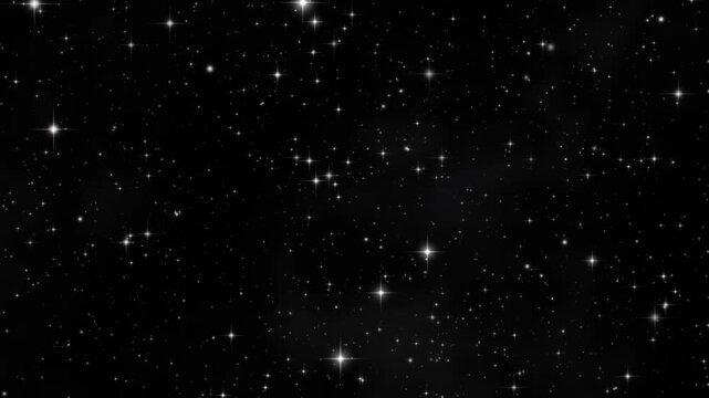 White stars shimmer and drift across a dense black outer space starfield pattern