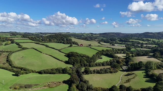 Patchwork Fields and Rolling English Countryside Aerial