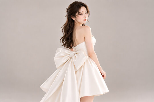 Korean women's wedding dress, wedding shoot snaps, K-beauty aesthetic hair, fashion model, veil, bridal gown, wedding hall, planner, princess, white, groom and bride makeup, tiara studio photo shoot