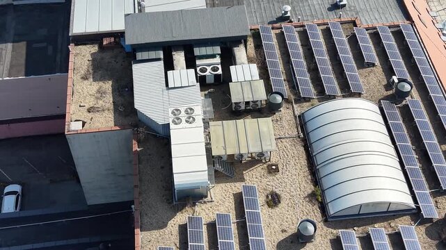 HVAC and photovoltaics on flat building roof
