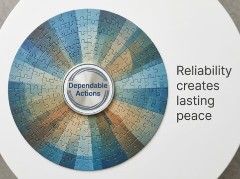 Circular Puzzle Chart Depicting Dependable Actions for Lasting Peace