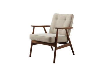 Obraz premium Cream mid century wooden armchair realistic isolated object