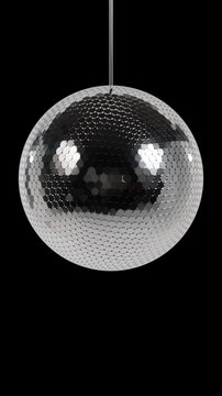 Vertical Spinning Disco Mirror Ball Animation Alpha Channel for Social Media Reels 4K