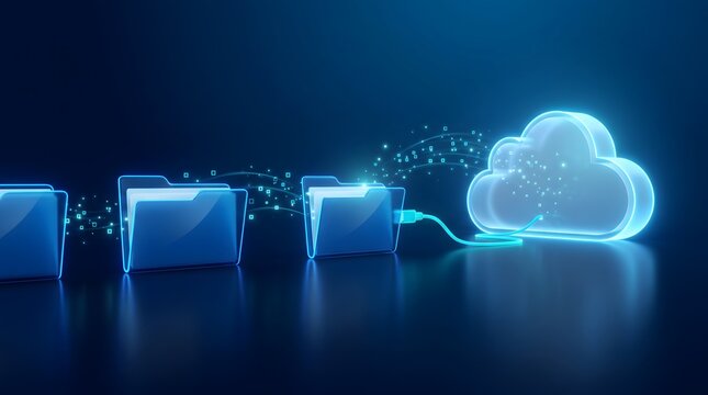 Digital data migration to cloud storage concept