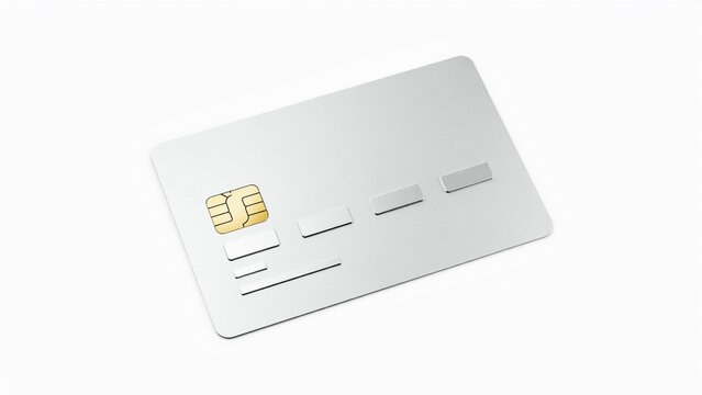 Blank White Plastic Credit Card with Gold EMV Chip Isolated on a Clean Minimalist Background for Financial Transactions