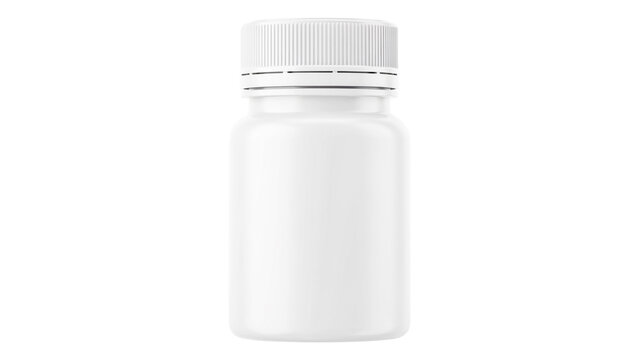 White blank plastic medicine pill bottle mockup, medical supplement container for healthcare products isolated on white background