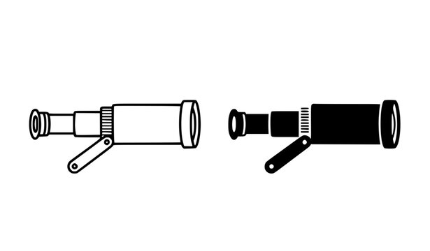 Spyglass Telescope Nautical Optical Instrument Outline and Silhouette Icon &ndash; Transparent Background