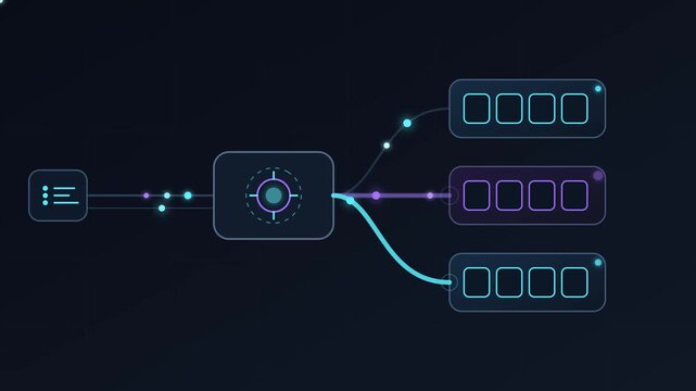 Intelligent AI workload distribution across GPU clusters showing dynamic inference traffic routing and scalable compute infrastructure