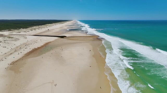 Contis beach from a drone, Saint Julien en Born, Saint-Julien-en-Born, Landes, France