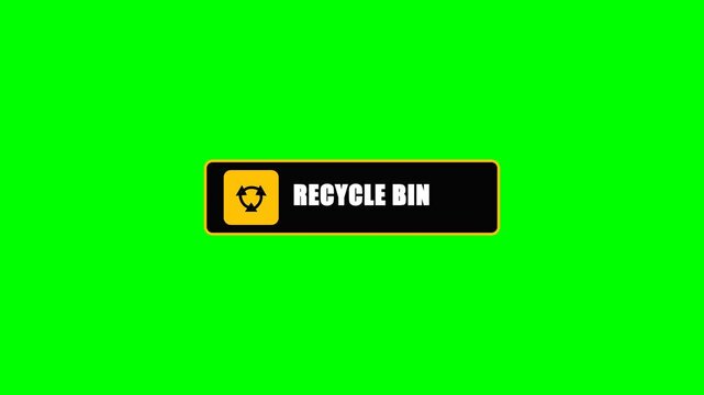 Animasi rambu daur ulang dengan logo panah berputar, berlatar green screen.